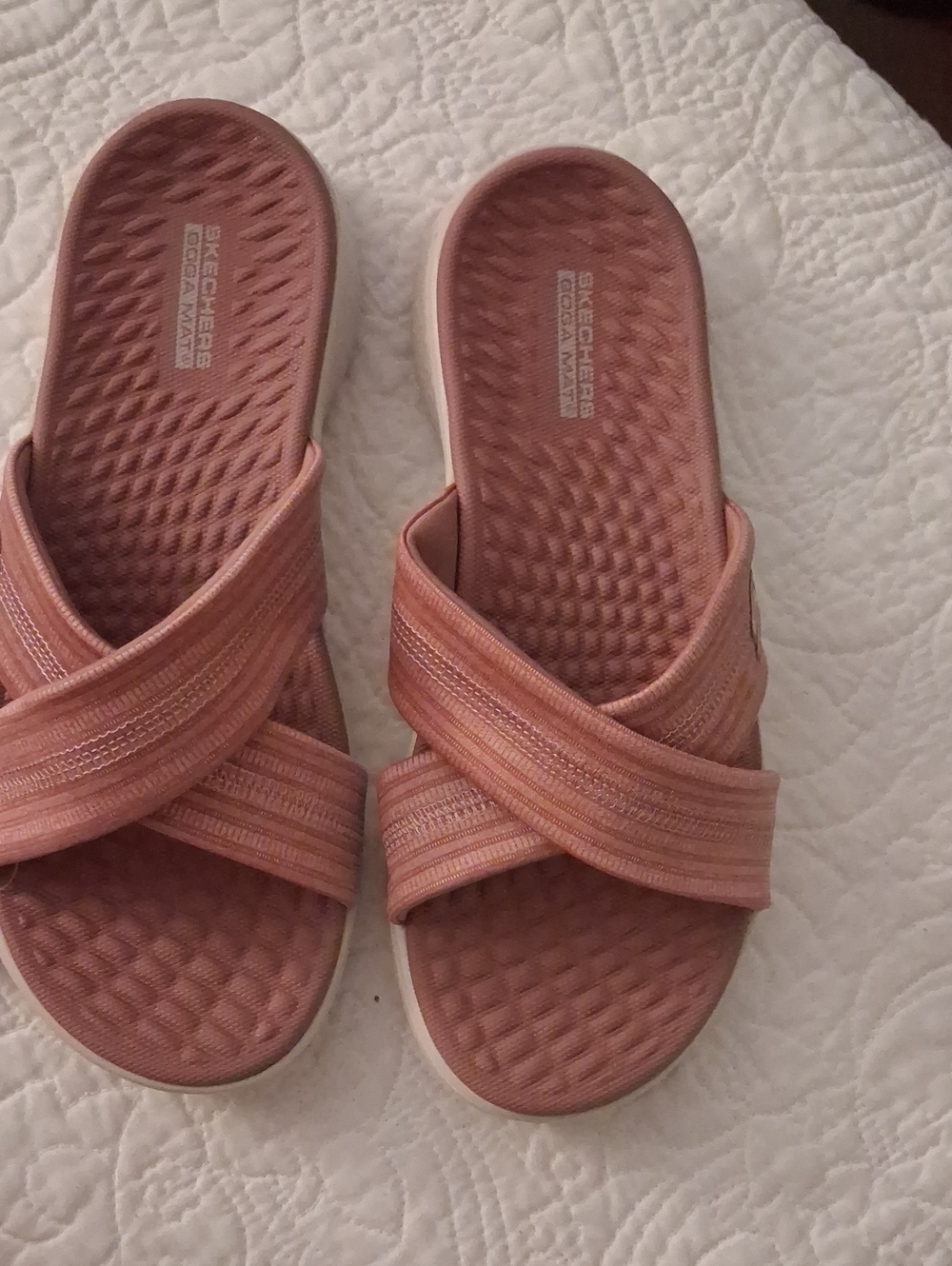 Skechers Gowalk Women’s Mauve Crossover Slide Sandals